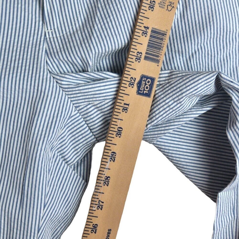 Brooks Brothers Fitzgerald Fit Pants Size 35W Blue White Striped Seersucker - Picture 7 of 7